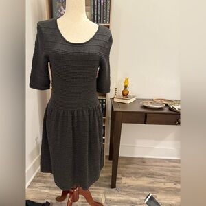 Vince Camuto Gray Ribbed Sheath Midi Dress Medium